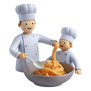 Chef and Assistant Making Pasta png