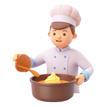 Chef Mixing Ingredients in a Bowl png