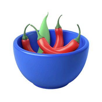 Red Chili Peppers in Blue Bowl png