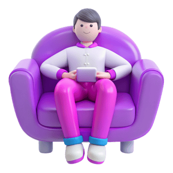 3D Cartoon Relaxing in Chair png