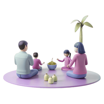 Family Picnic Under Palm Tree png