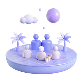 3D Illustration Friends on Island png