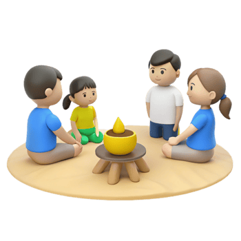 Family Gathering Around Fire png