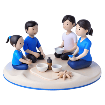 Family Gathering Around Table png