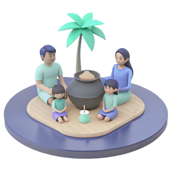 Family Gathering Under Palm Tree png