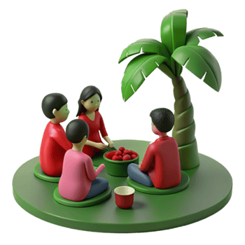 Friends Gathering Under Palm Tree png