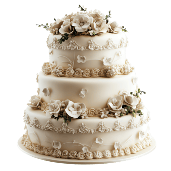 Elegant White Wedding Cake Isolated for Celebratory Events and Parties, isolated on transparent background, Format png