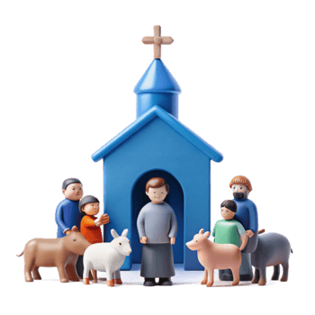 Church Family with Animals png