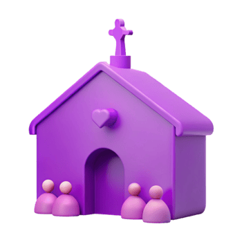 Purple Church Building 3D Render png
