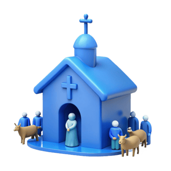 Church Building with People and Animals png