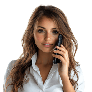 Woman Using Cell Phone Isolated on White Background for Communication and Technology Needs, isolated on transparent background, Format png