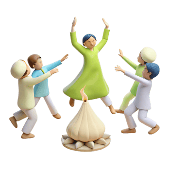 People Dancing Around Bonfire png