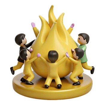 Teamwork Around a Flame png