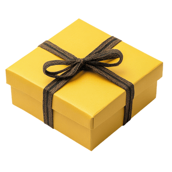 Bright Yellow Gift Box Isolated on White Background for Celebrations and Promotions, isolated on transparent background, Format png