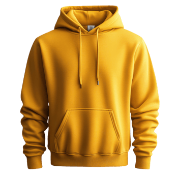 Fashionable Yellow Hoodie on a White Background for Trendy Apparel Promotions, isolated on transparent background, Format png
