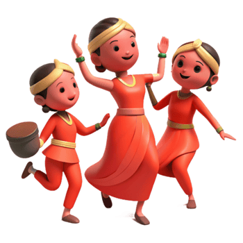 Happy Dancing Girls in Red png