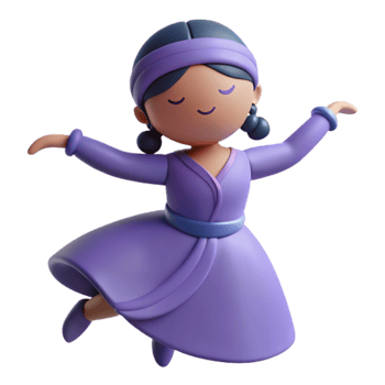 Purple Dress 3D Character png