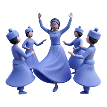 Dancing Figures in Blue png