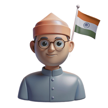 3D Cartoon Man with Flag png
