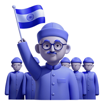 3D Cartoon Character Holding Flag png