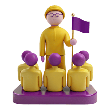 Leader Guiding Group 3D Render png