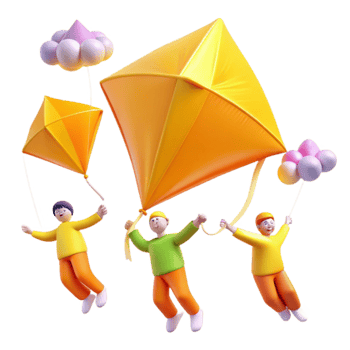 Kids Flying Kites png