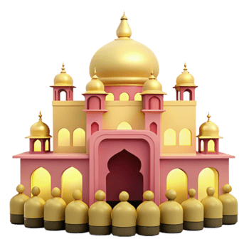 Golden Mosque with People png