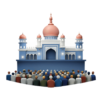 Mosque with Congregation png