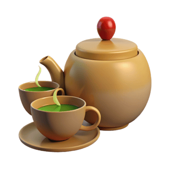 Teapot and Two Cups of Green Tea png