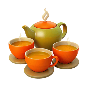 Tea Time with Three Cups png