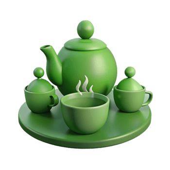Green Tea Set on Tray png