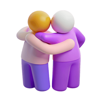 Friends Hugging 3D Render png