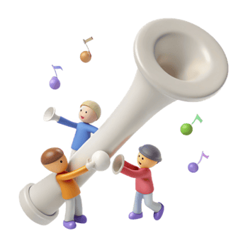 Playful Cartoon Characters with Large Instrument png