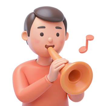 3D Cartoon Man Playing Music png
