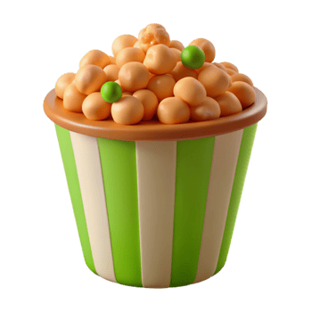 Popcorn in Green Striped Bucket png