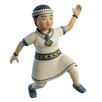 3D Cartoon Woman in Ethnic Dress png