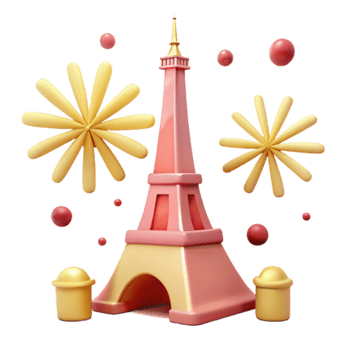 Pink Tower with Fireworks png