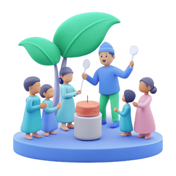 Birthday Celebration with Cake and Friends png