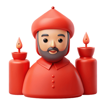 Red 3D Character with Candles png