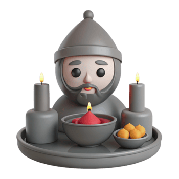 3D Render of a Person with Candles png