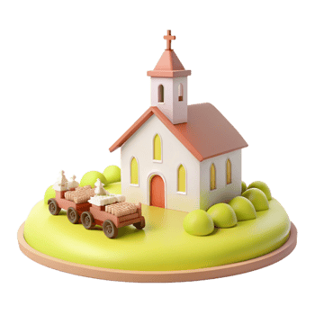 Church with Hay Wagons png
