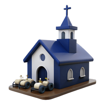 Blue Church with Toy Cars png