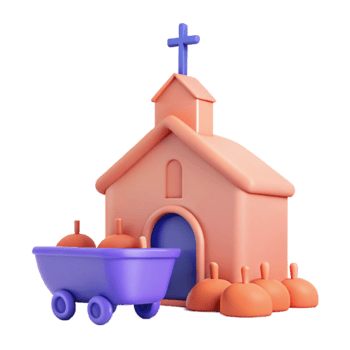Church Building with Wheelbarrow png
