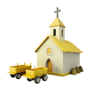 Yellow Church with Carts png