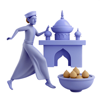 3D Render Man Running Mosque png