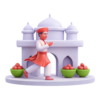 3D Illustration Man Running Toward Building png