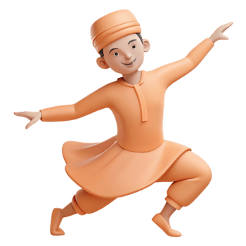 3D Character in Orange Outfit png