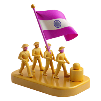 3D Render of Marching Soldiers png
