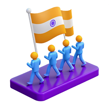 Group of People Walking with Flag png