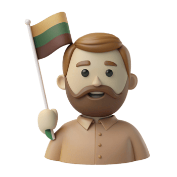 Smiling Man Holding Flag png